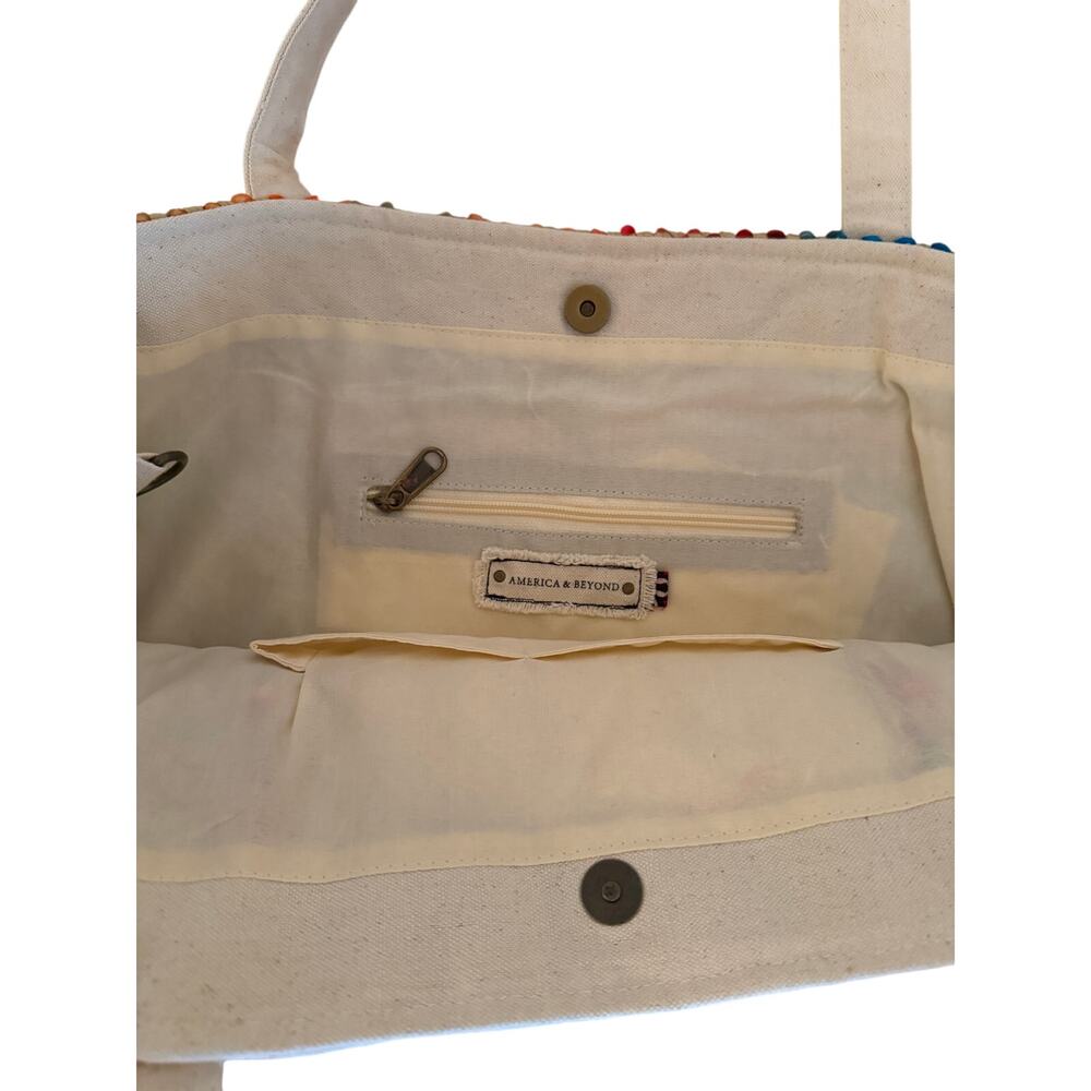 America & Beyond Evil Eye NWT Good Luck Tote Inside Pocket Snap Closure - Picture 8 of 9